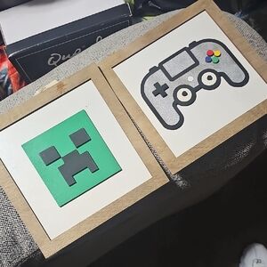 Gaming Controller and Creeper Wall Art Set